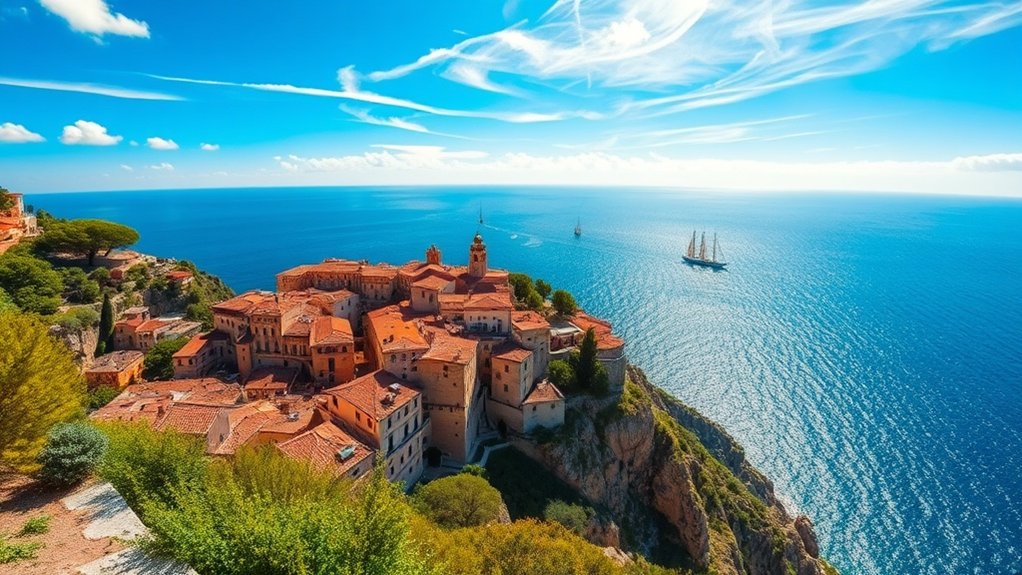 vues panoramiques de coucher de soleil méditerranéen